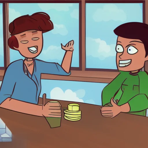 cartoon of two people talking